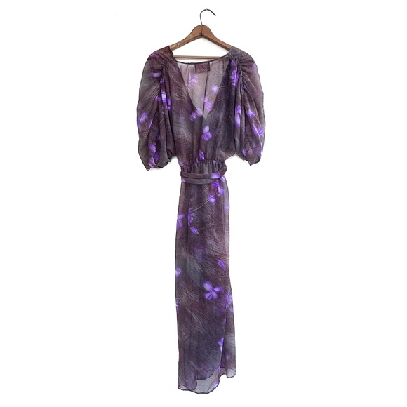 Vintage 70s/80's Karen Unlimited NY Sheer Belted Dress - Medium - Picture 1 of 9